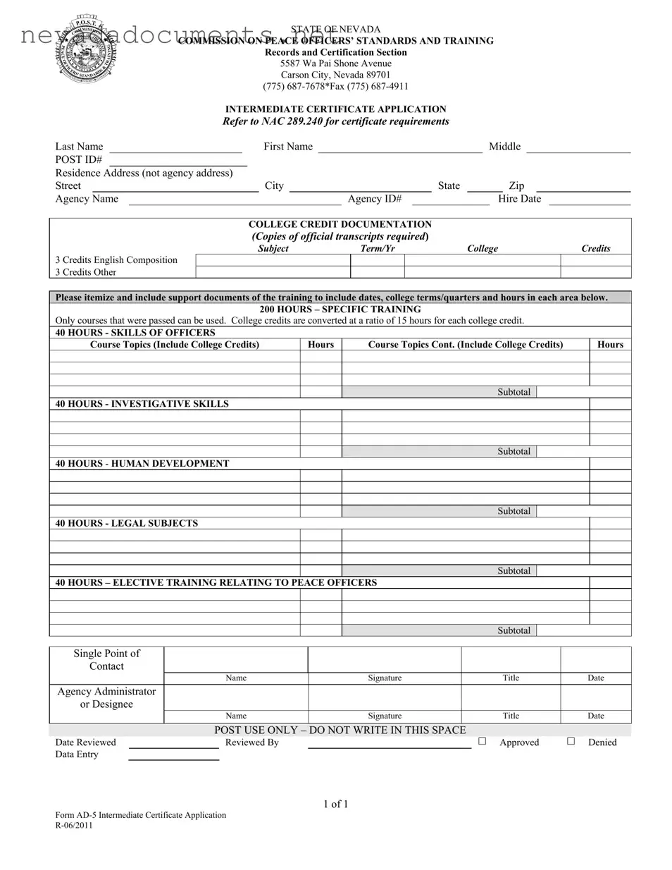 Ad 5 Nevada Form