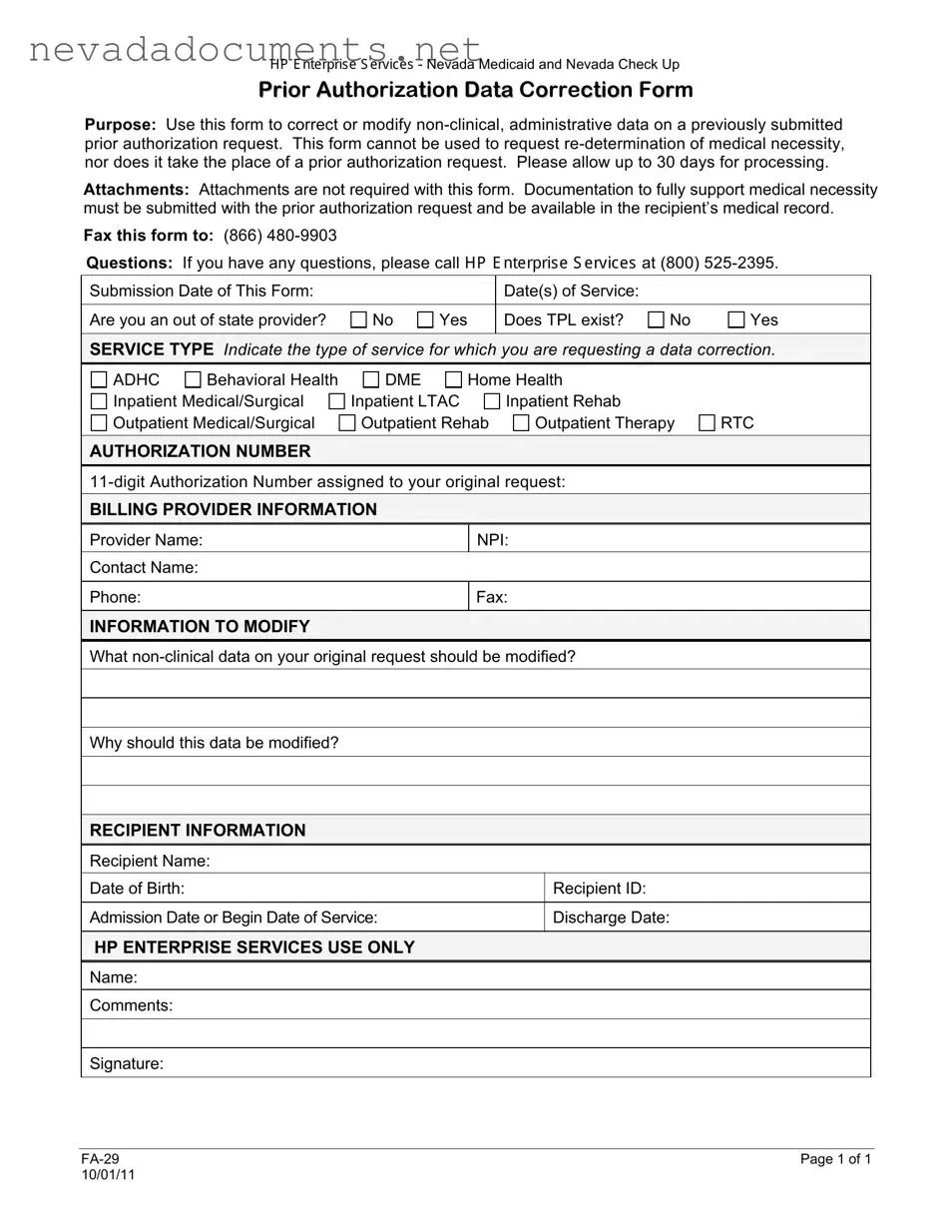 Fa 29 Nevada Form