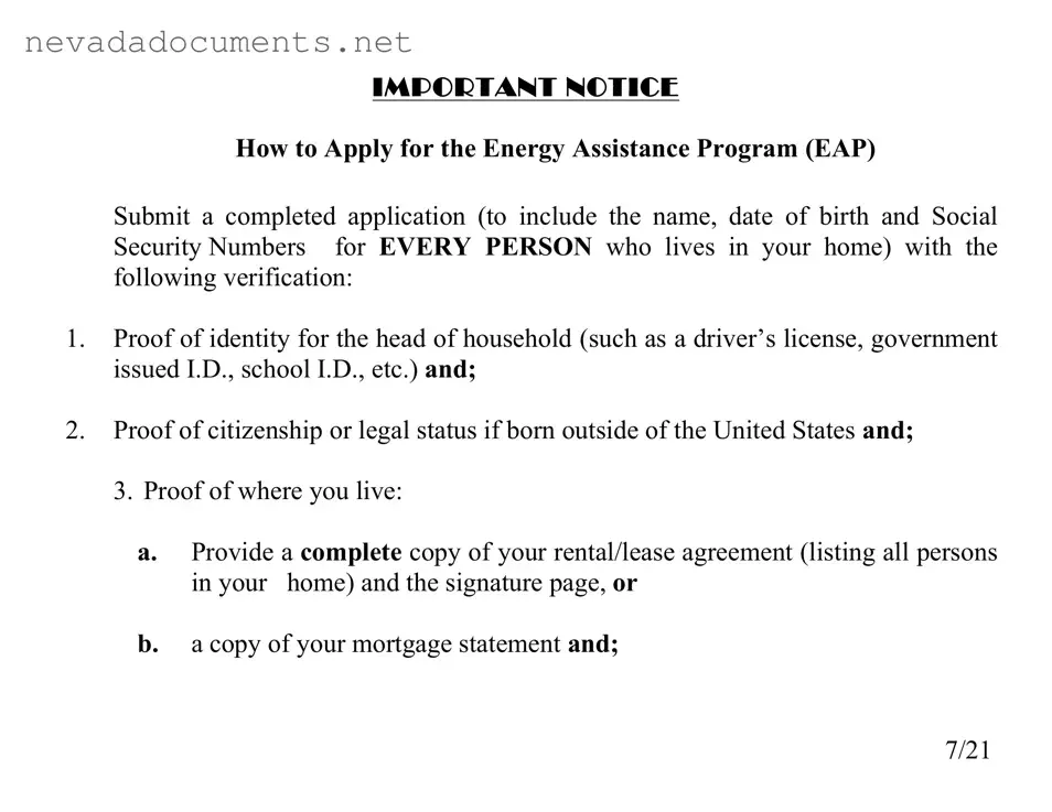 Nevada Energy Assistance Form