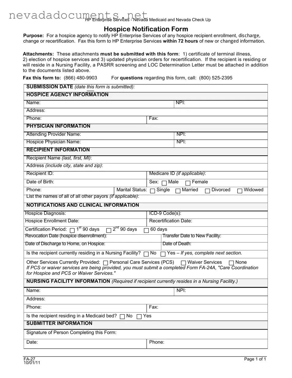 Nevada Fa 27 Form