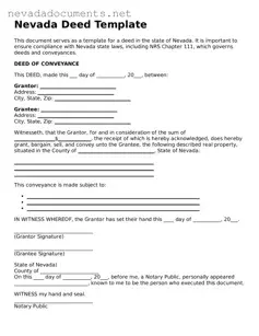Valid Deed Document for the State of Nevada