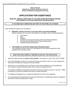 Nevada Division Welfare Form
