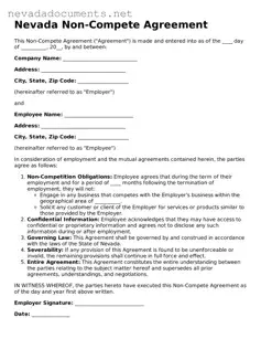 Valid Non-compete Agreement Document for the State of Nevada