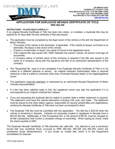 Nevada Vp012 Form