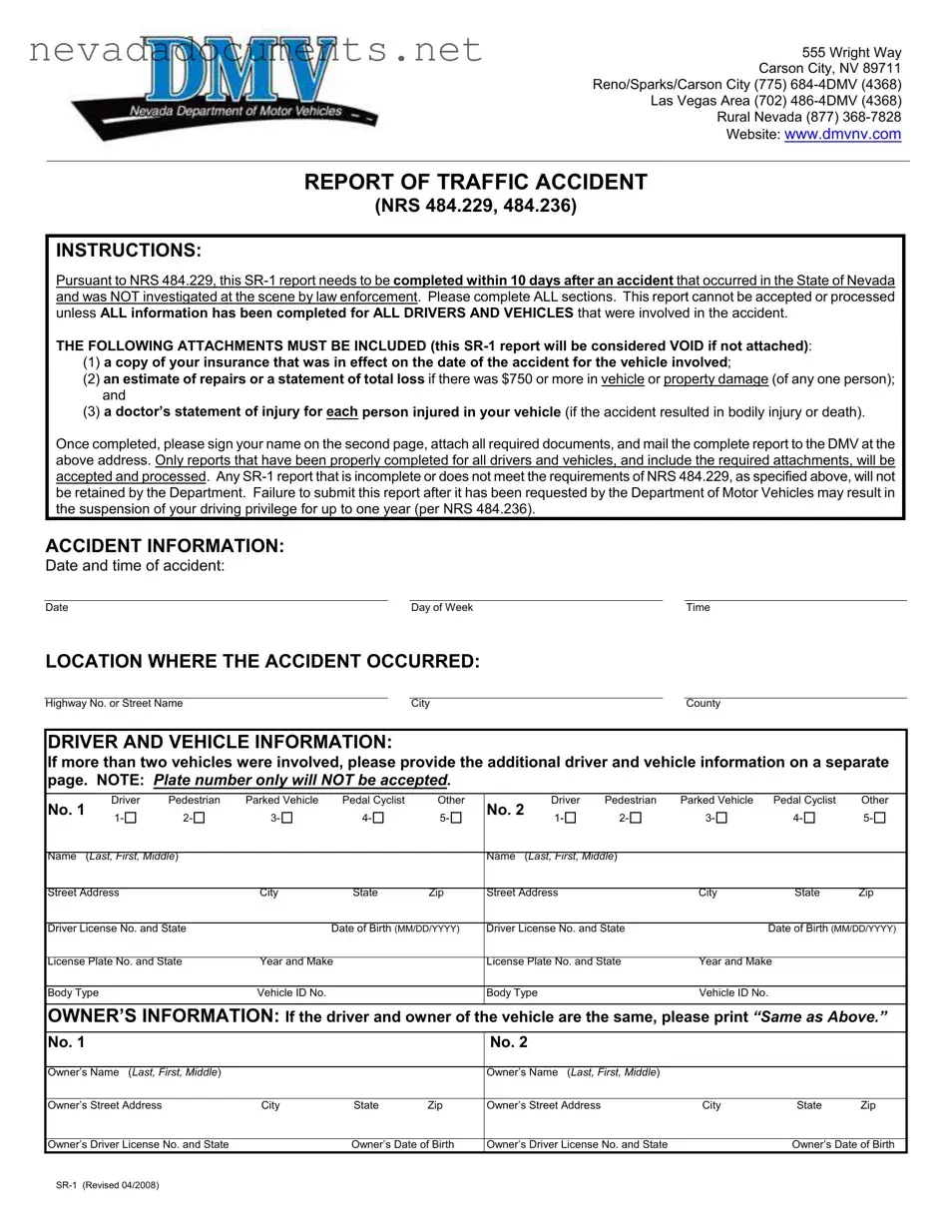 Sr1 Nevada Form